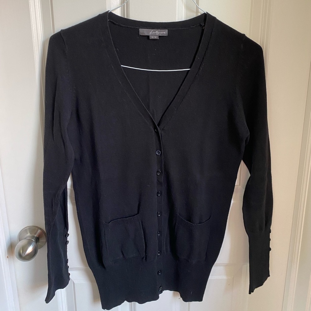 Forever 21 V-Neck Button Cardigan Black Women’s Medium Normcore Preppy Classic